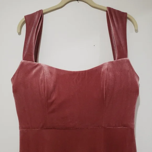 After Six Off the Shoulder Velvet Maxi Dress Gown Size 10R Tawny Rose Side Slit